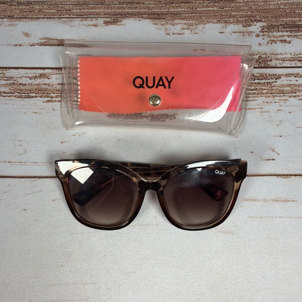 Quay Its My Way Oversized Cat Eye Sunglasses Tortoise Black Smoke Fade New